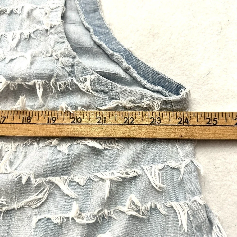 For Cynthia Medium M Denim Fringe Zip Front Vest Eyelash Shag Boho Western Funky